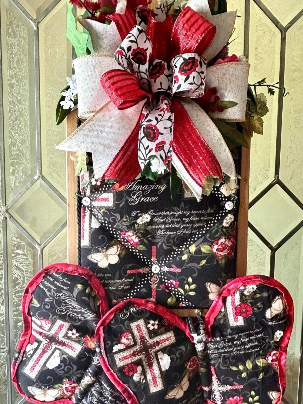 Amazing Grace Handmade Wall Memo Board Butterfly Potholders